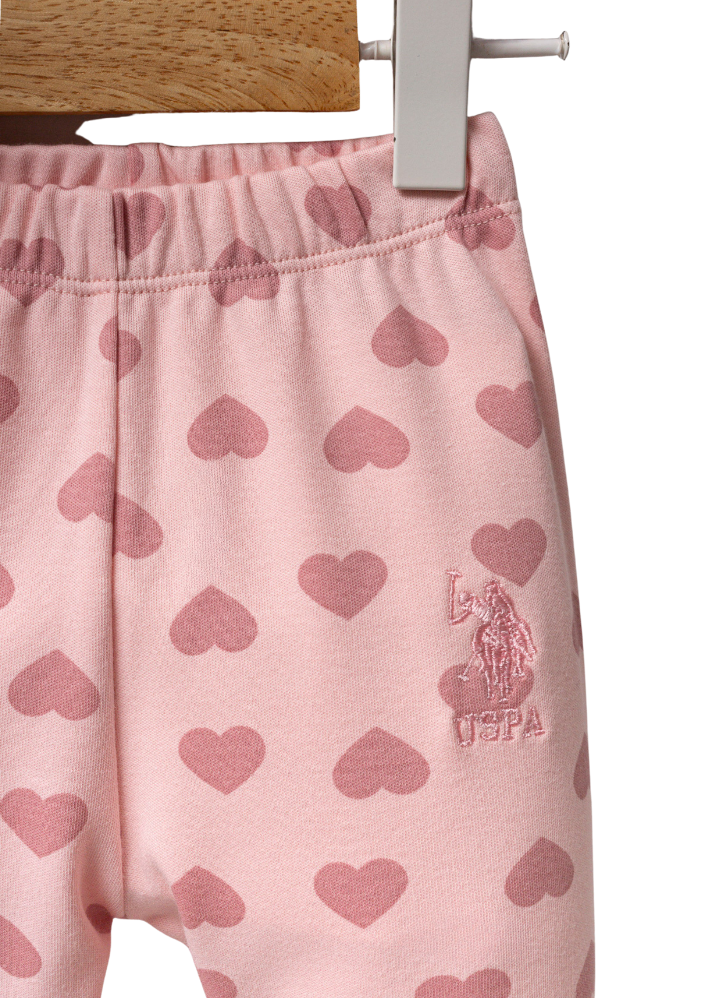 Pijama 2 Piese Roz cu Imprimeu Inimi USB2711 Us Polo Assn