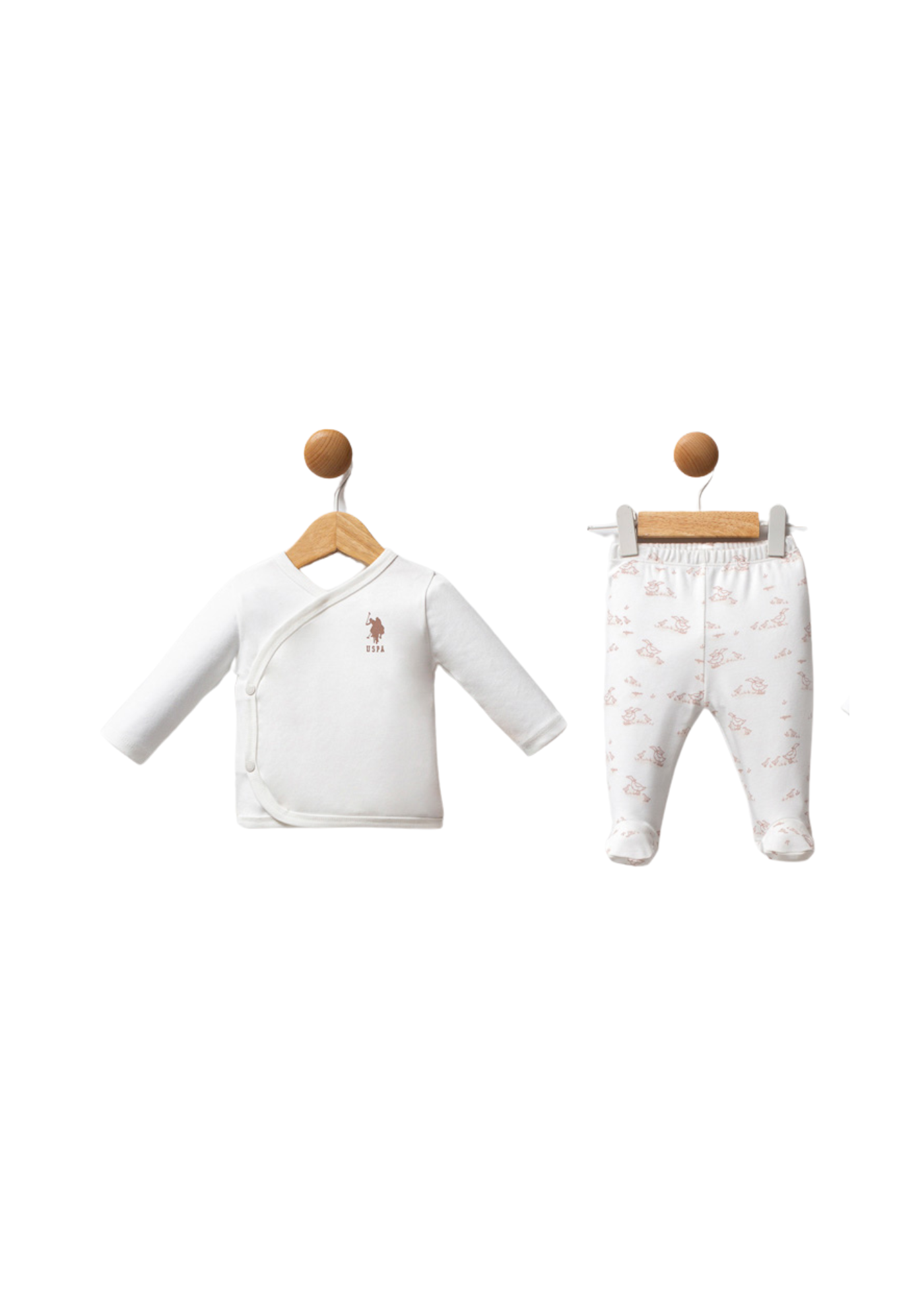 Set 10 Piese Maternitate Ivory cu Imprimeu Bej Gaste USB2704 Us Polo Assn