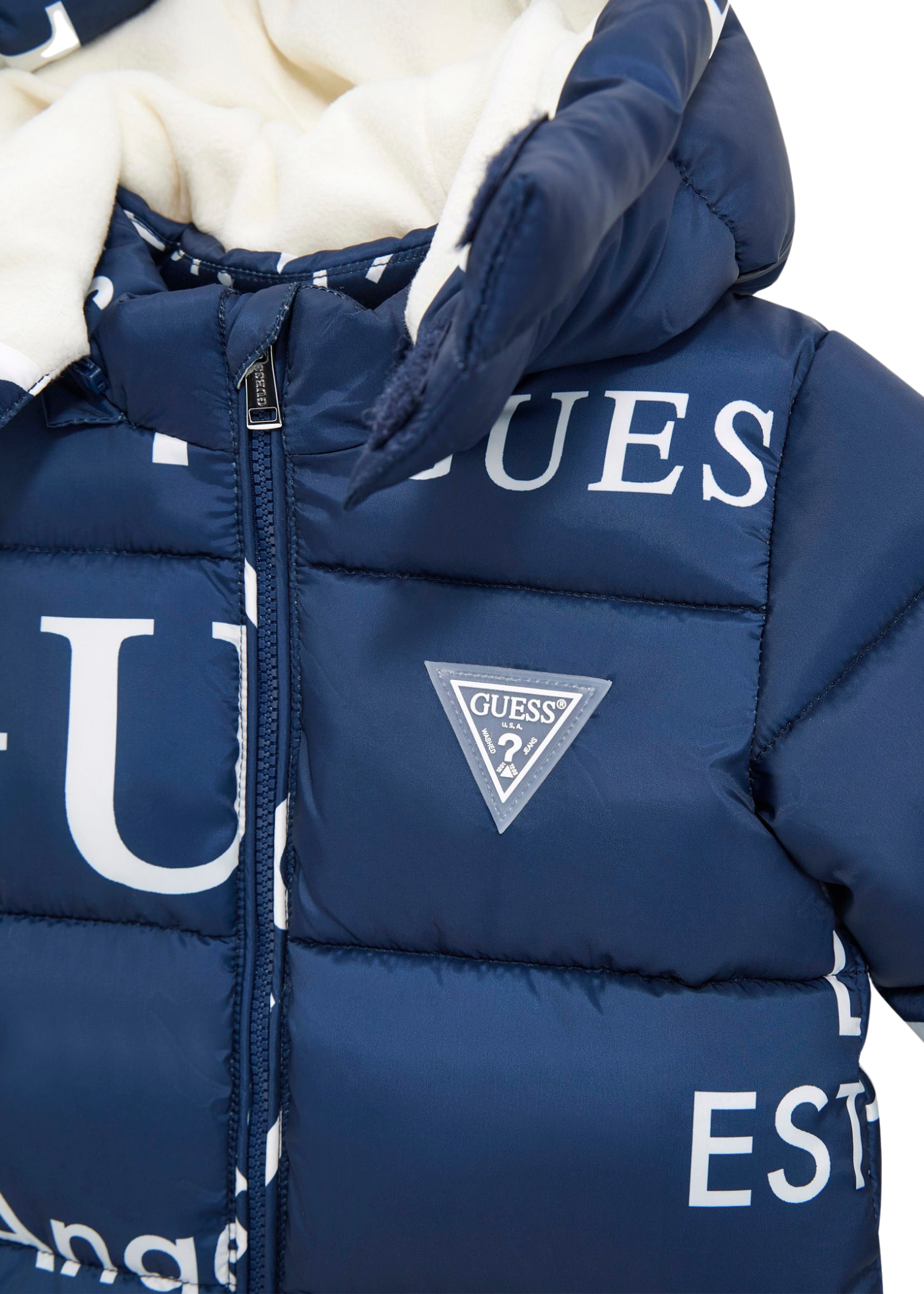 Combinezon Matlasat din Fas Bleumarin cu Print Litere H5BW00 WCFM0 P7PG Guess