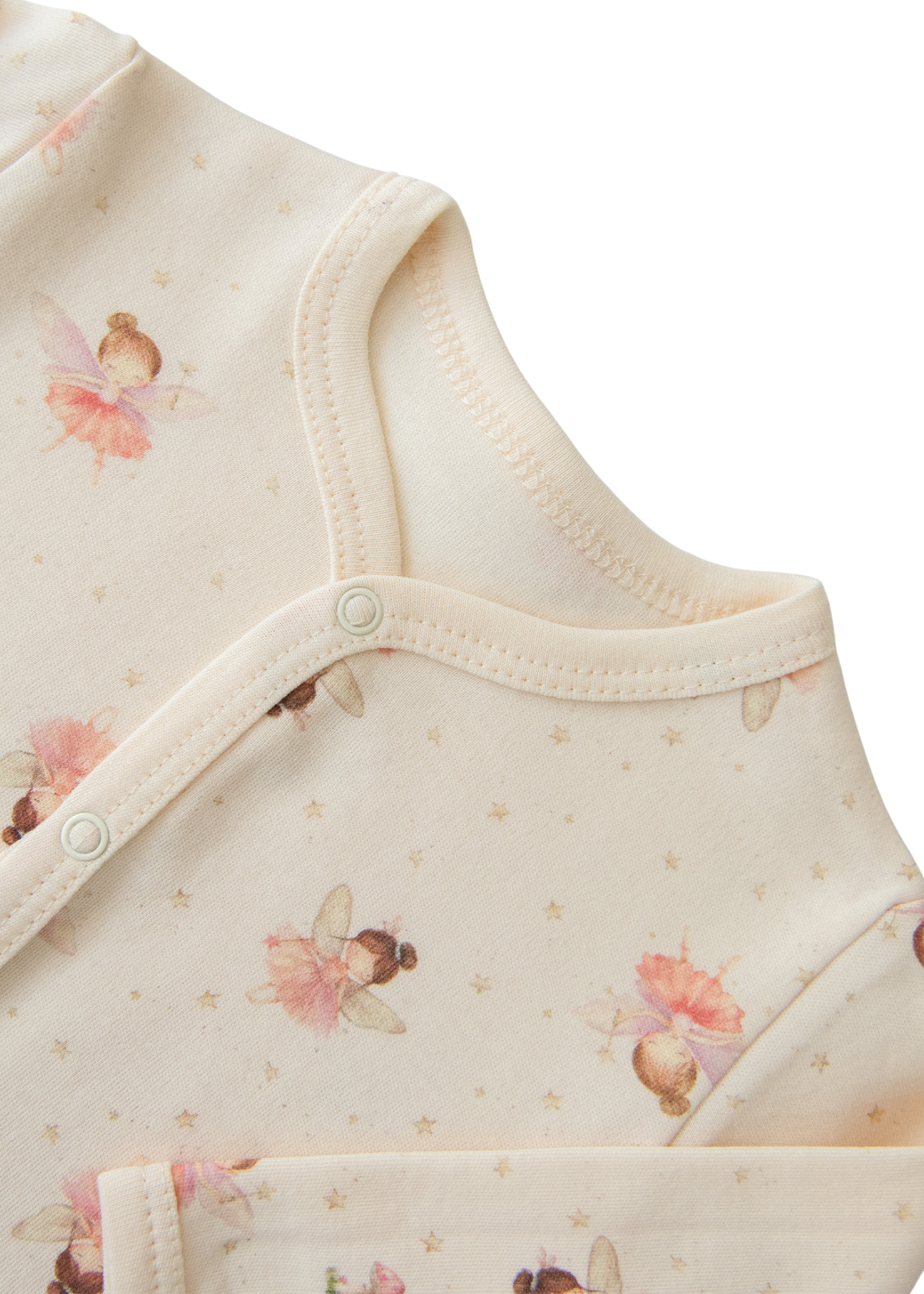 Set 2 Piese Bumbac Organic Bluza cu Capse si Pantaloni Lungi bej cu Imprimeu Zane S60191 Kitikate