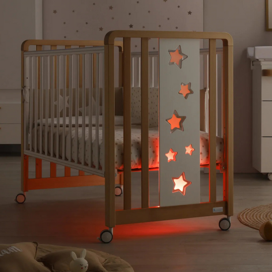 Дитяче ліжечко-трансформер 9 в 1 Glam White &amp; Natural Buech Wood з матрацом і комплектом постіль Azzurra 