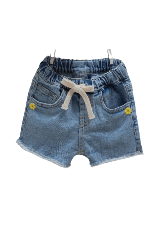 Set 2 Piese Top Crem cu Lamai si Pantaloni Denim scurti 9818 Mell Sweet Baby - Camera Bebelusului