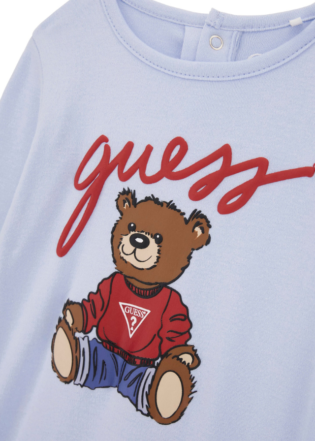 Salopeta Lunga din Bumbac Bleu cu Urs H5YW11 KA6W4 G7N1 Guess