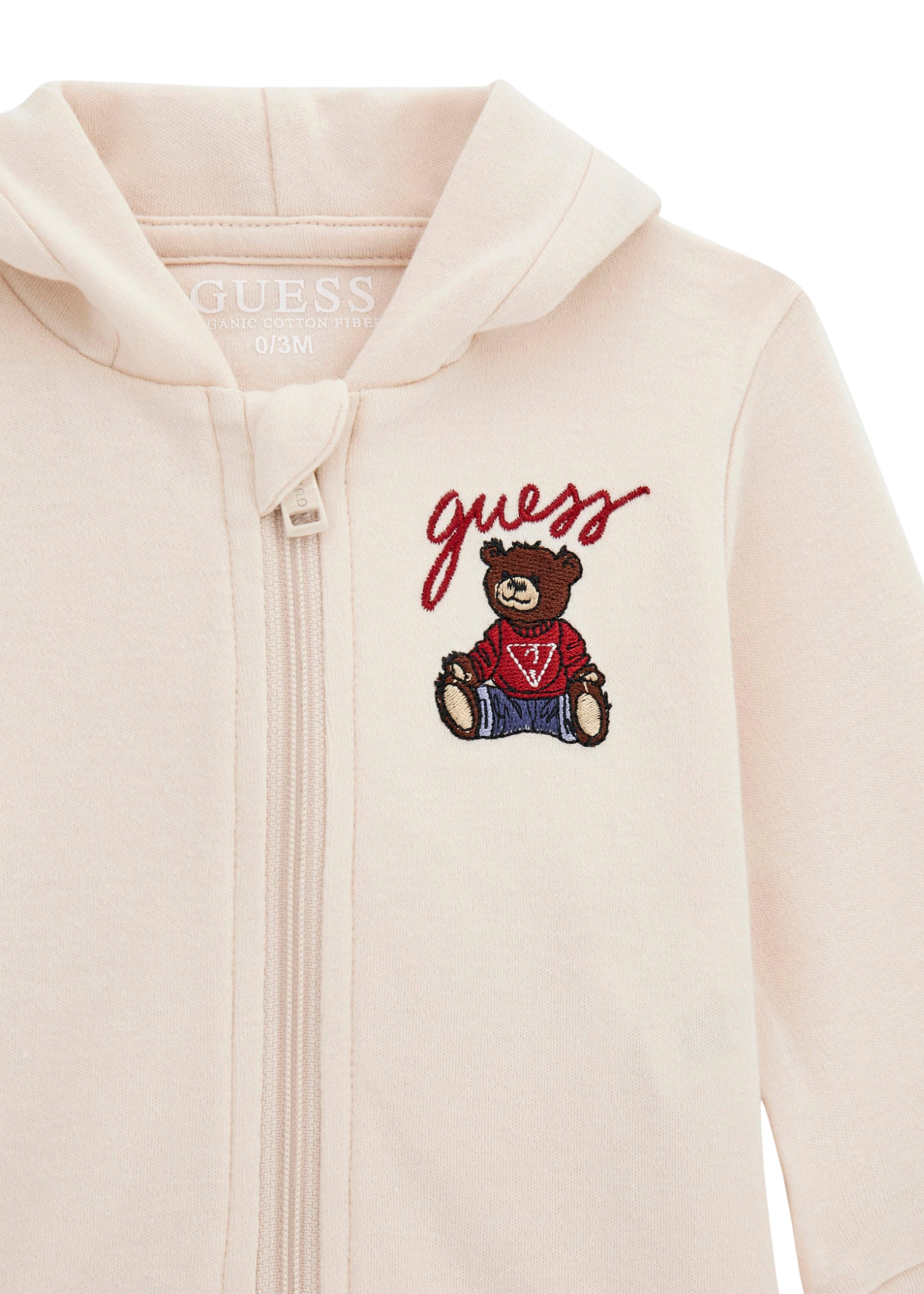 Trening Bumbac 3 Piese Bej Hanorac si Pantaloni Bluza Alba cu Urs H5YW12 KA6W4 G1ET Guess