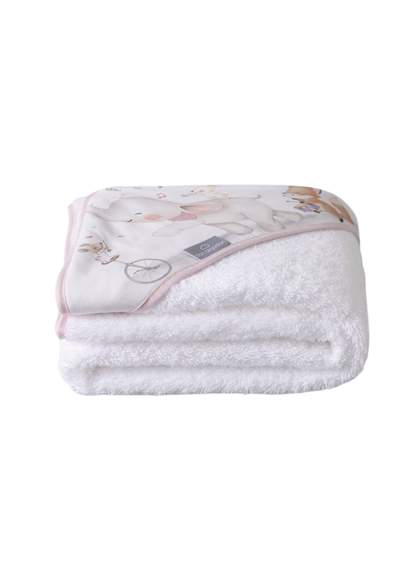 Prosop cu Capison 100x100 cm Alb-Roz cu Elefantel D1219-12 InterBaby