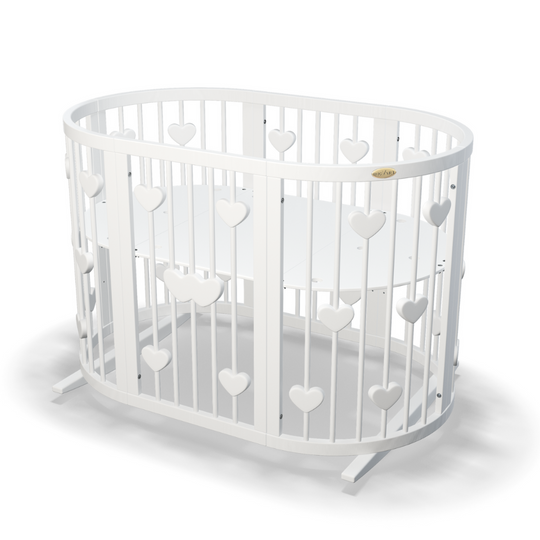 Patut Smart Inimi Rotund-Oval Evolutiv Transformabil Cosleeper 9in1 Lemn Arin 60 cm INGVART