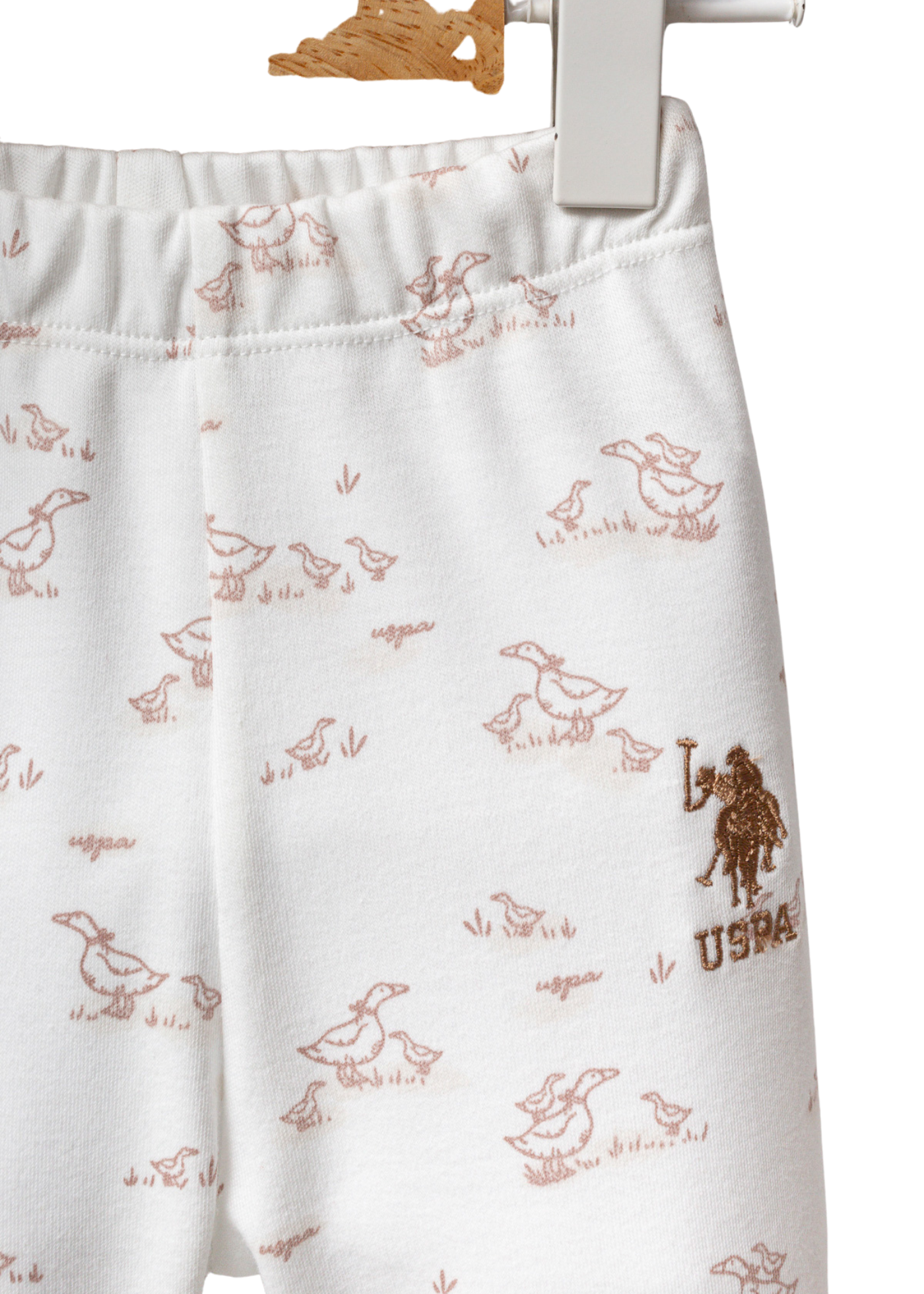 Pijama 2 Piese Alb cu Bej cu Imprimeu Gaste USB2708 Us Polo Assn