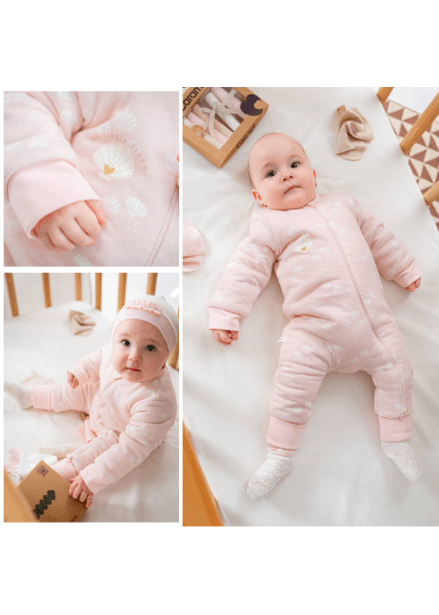 AnneBebe - Combinezon Dormit Fete TOG 2.5 Somon Bumbac Scoici UTK9583 Caramell