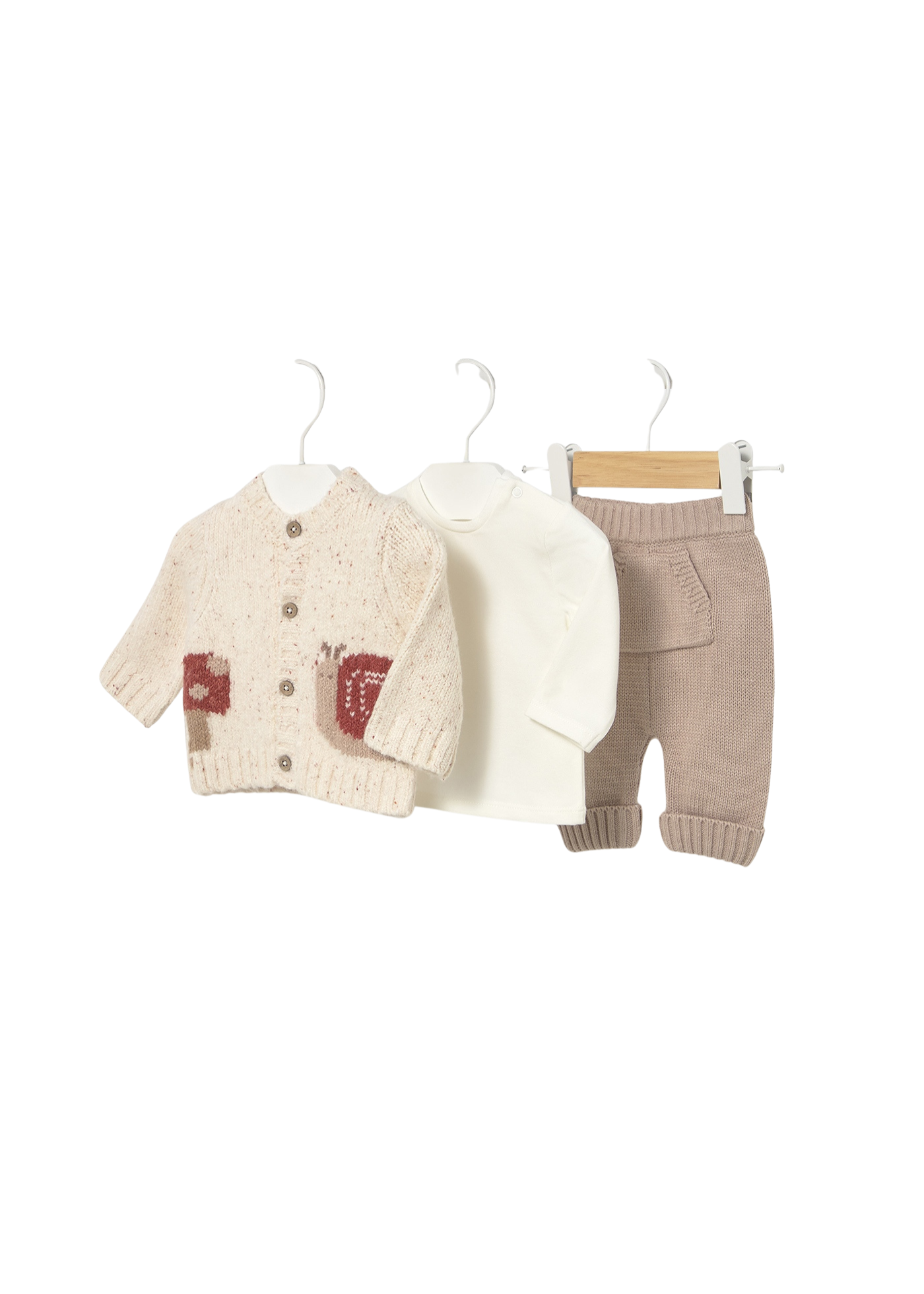 Set 3 piese Tricotat Crem cu Bej cu Melc 2571 Mayoral