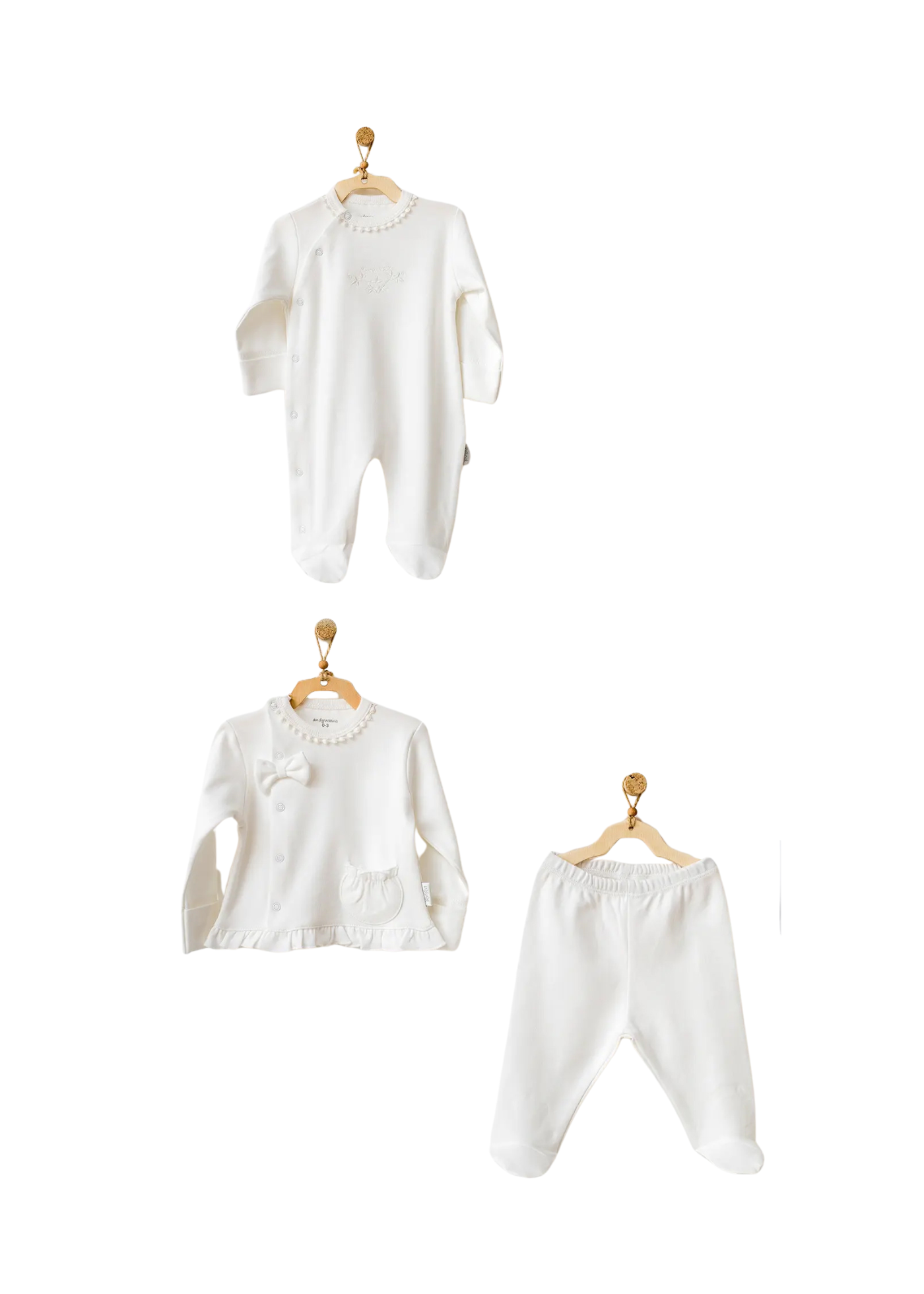 Set 10 Piese Maternitate Crem Bumbac Organic AC25541GOTS Andywawa