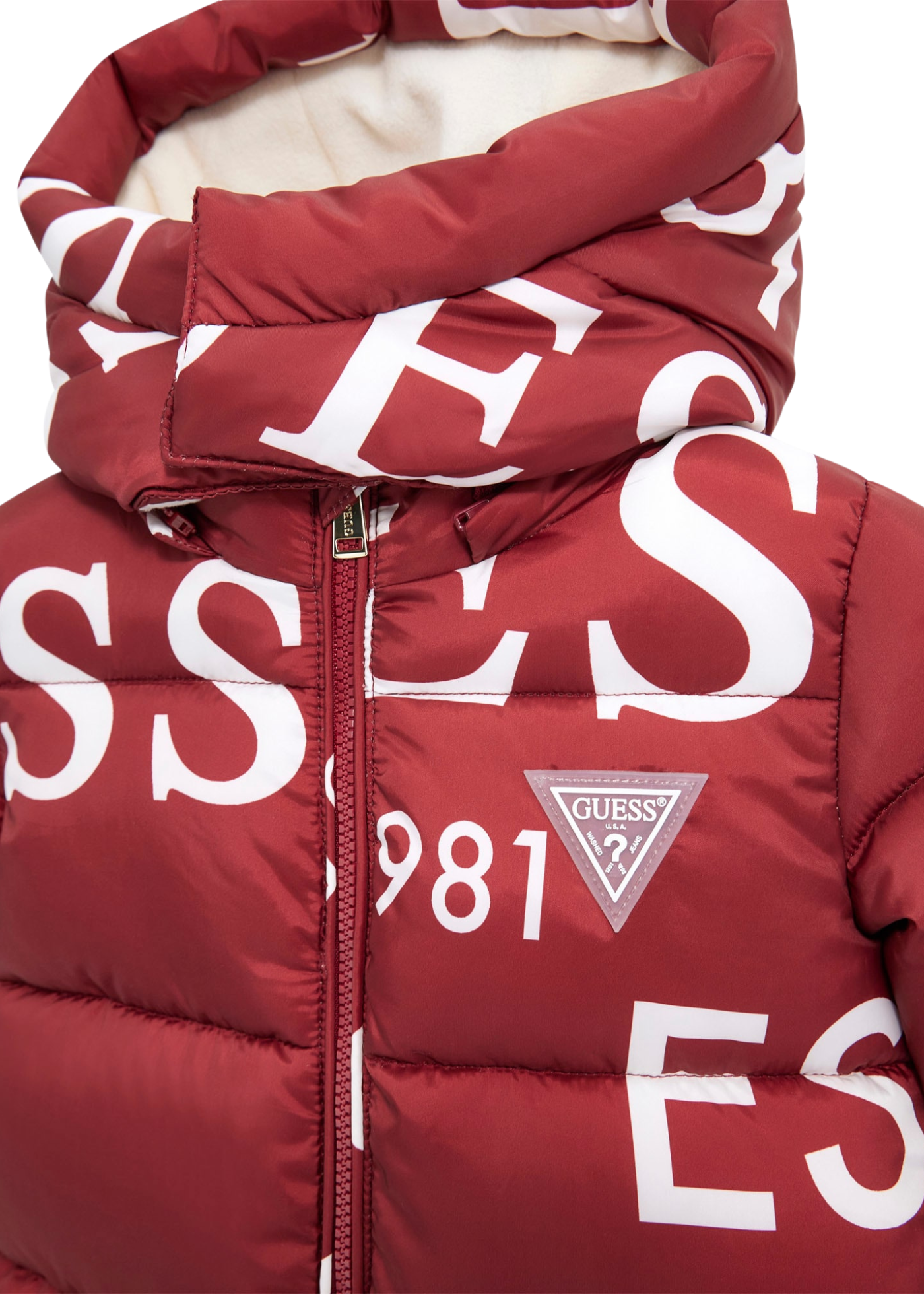 Combinezon Matlasat din Fas Grena cu Print Litere H5BW00 WCFM0 P54O Guess