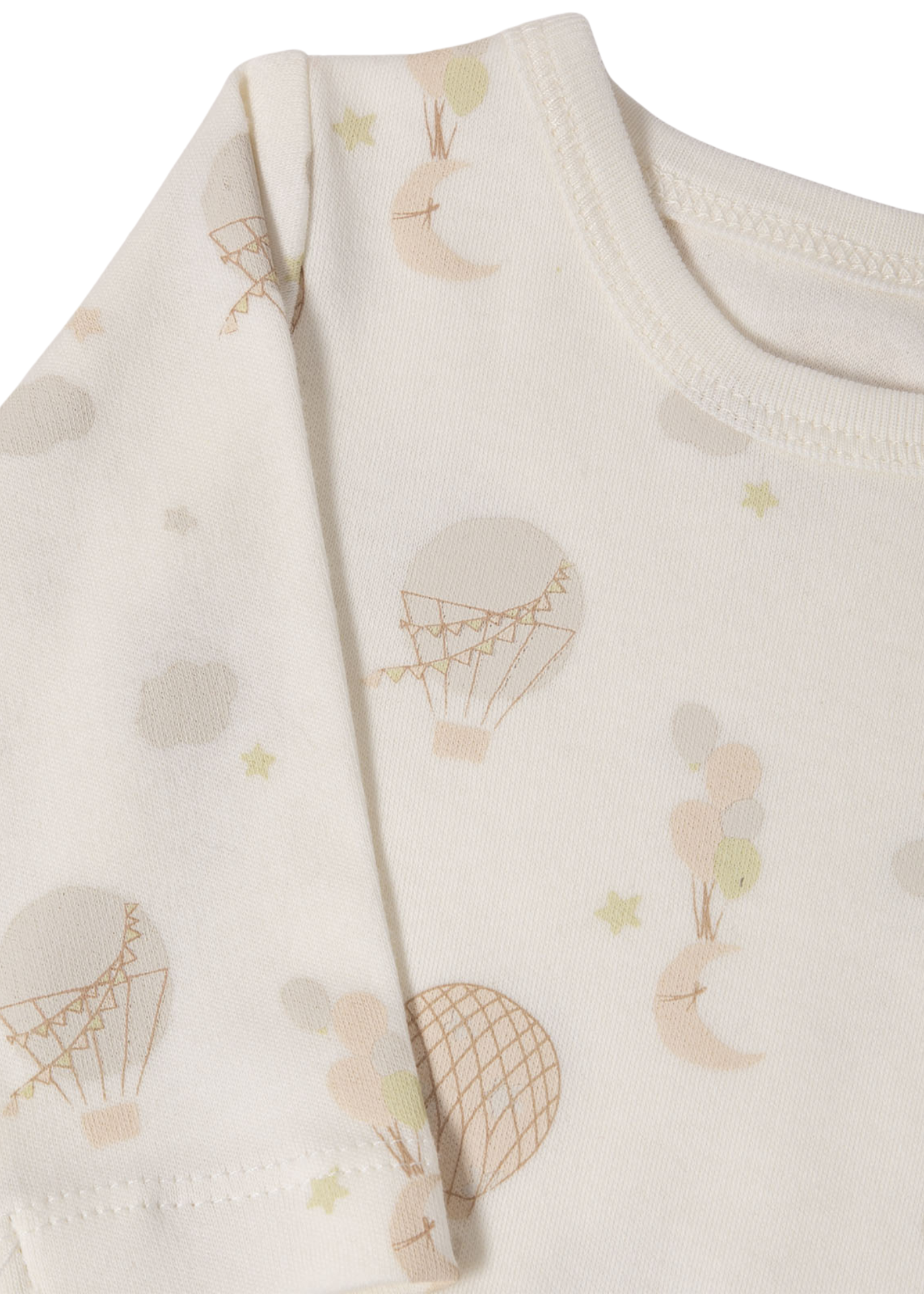 Set 3 Piese Body Crem cu Maneca Lunga Imprimeu Baloane Fes si Pantaloni Bej T4034 Bebetto