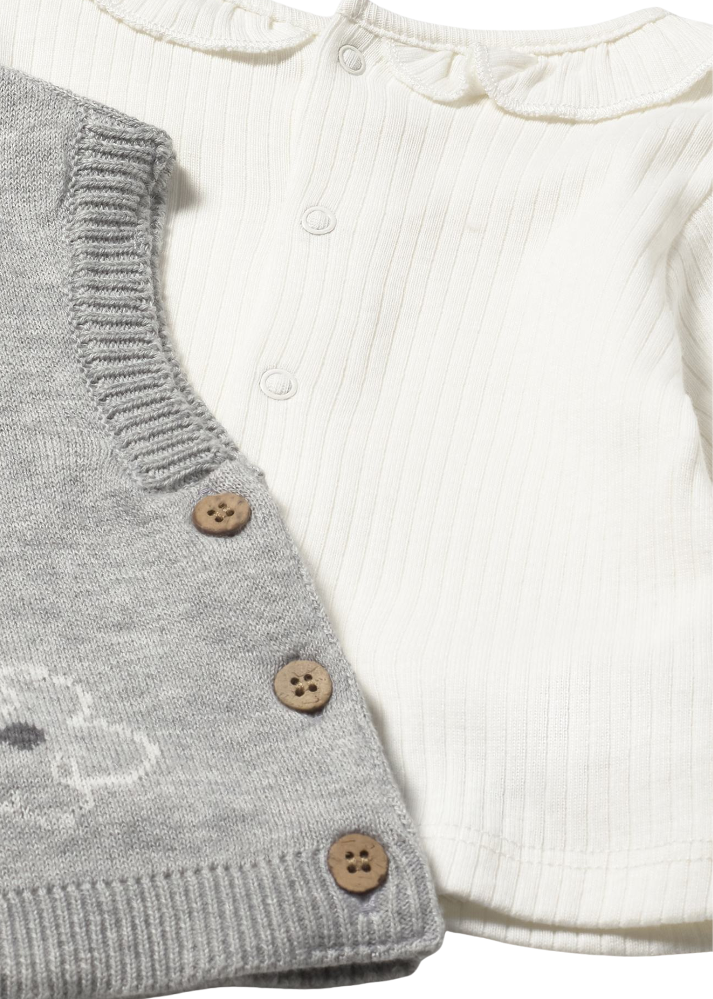 Set 3 Piese Vesta si Pantaloni Tricotate Gri si Bluza Crem 2709 Mayoral