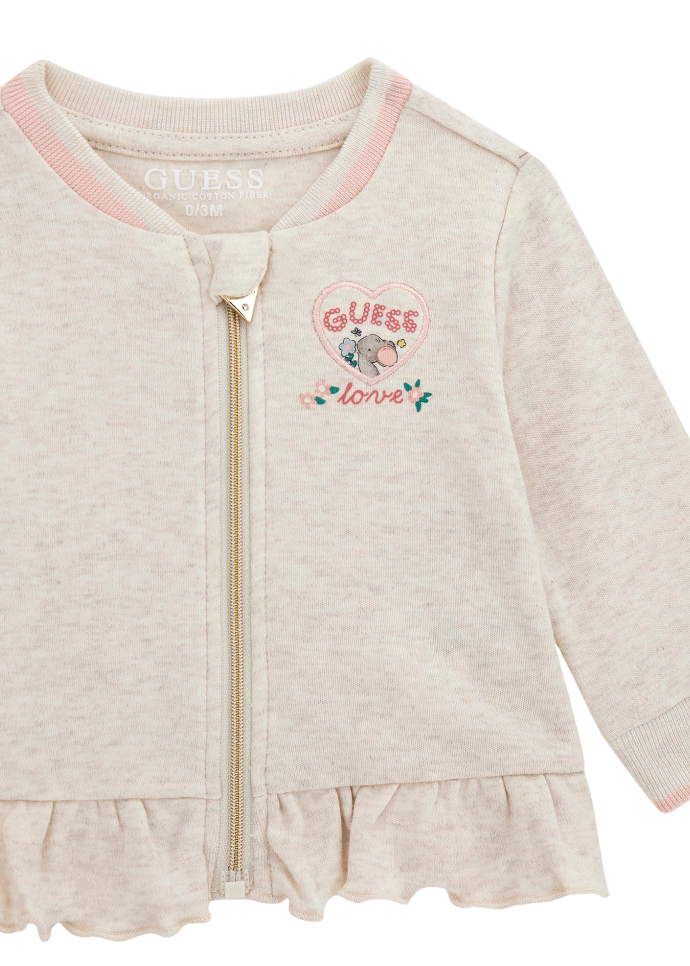 Trening 3 Piese Bluza si Pantaloni Bej si Body Roz cu Maneca Scurta S5YG05 K6YW4 G6R1 Guess