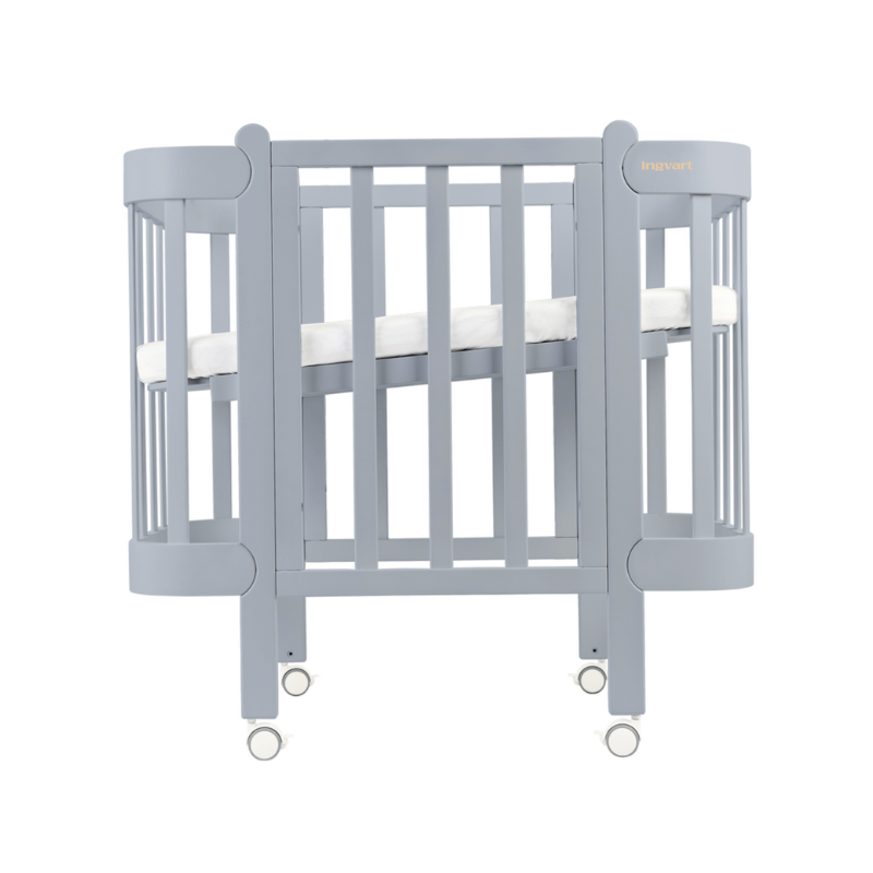 5 in 1 Transformable Crib Nika Grey Wood with Thick Bars 60x95/120 cm Ingvart 
