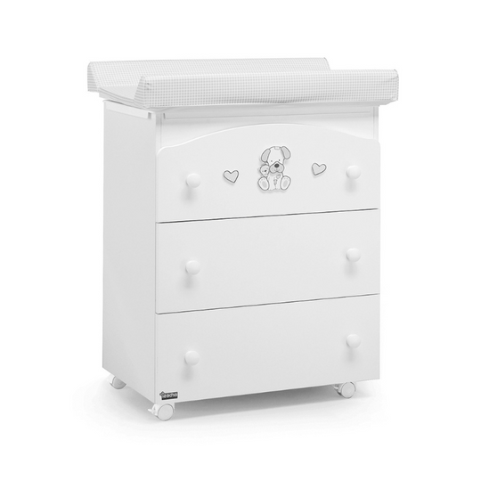 Comoda infasat Lucky Alb & Gri Design Elegant si Masuta Infasat Cadita Detasabila