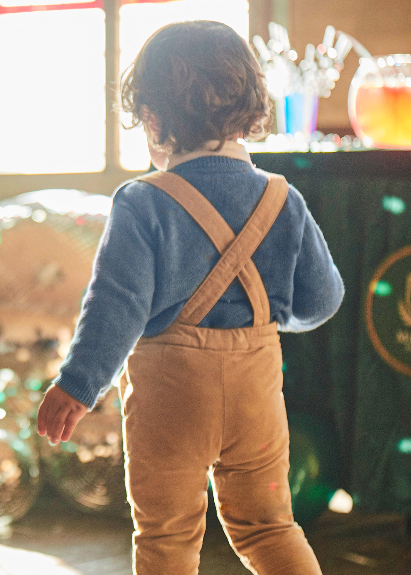 Pantaloni Lungi Bej din Catifea cu Bretele 2512 Mayoral