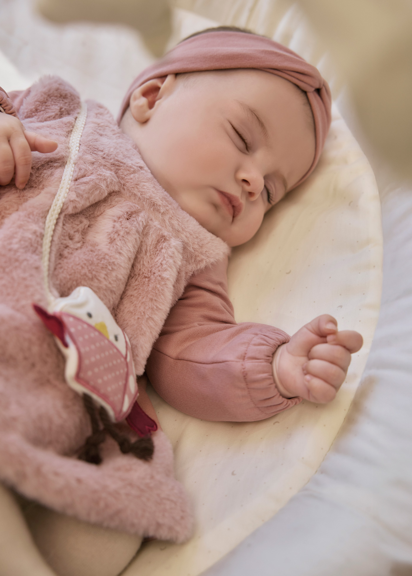 Rochie Roz cu Blana, Maneca Lunga si Geanta Catel 2823 Mayoral