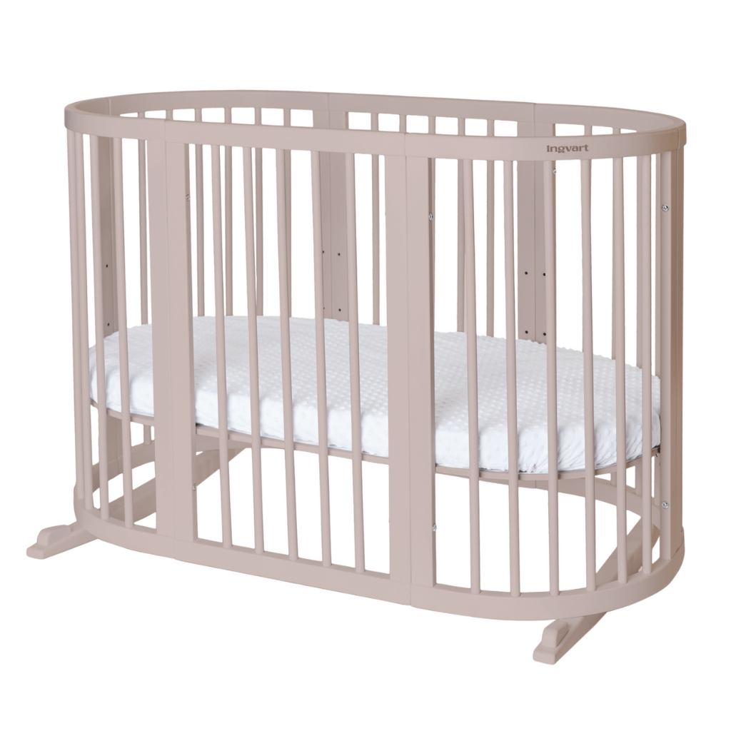 Smart Round-Oval Crib Evolutive Transformable Cosleeper 9in1 Alder Wood 72x72/120/168 INGVART 