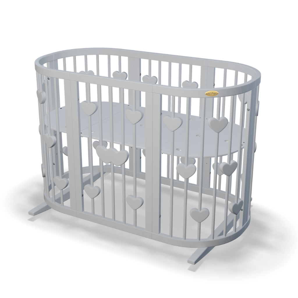 Patut Smart Inimi Rotund-Oval Evolutiv Transformabil Cosleeper 9in1 Lemn Arin 72 cm INGVART
