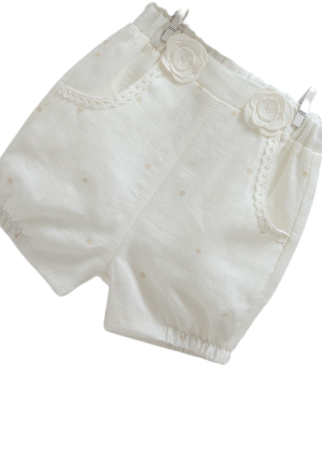 Set 2 Piese Crem Top si Pantaloni Scurti din Bumbac 9784 Mell Sweet Baby - Camera Bebelusului