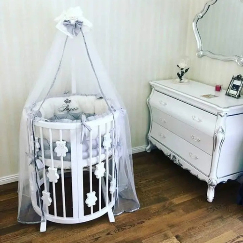 Patut Smart Ursuleti Rotund-Oval Evolutiv Transformabil Cosleeper 9in1 Lemn Arin 72 cm INGVART