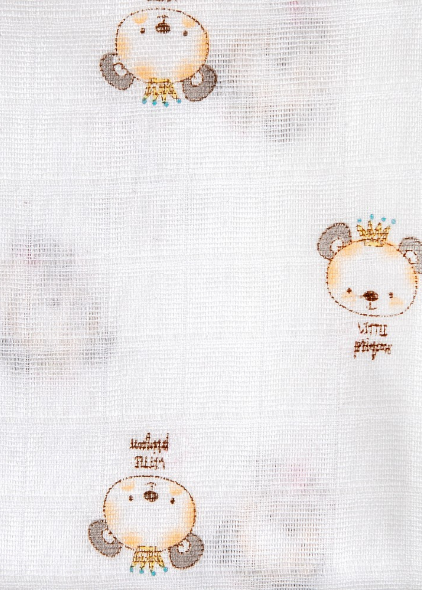 Set 3 Scutece Muselina Alb-Bleu cu Imprimeu Panda 80x80 cm 99980P-01 Interbaby