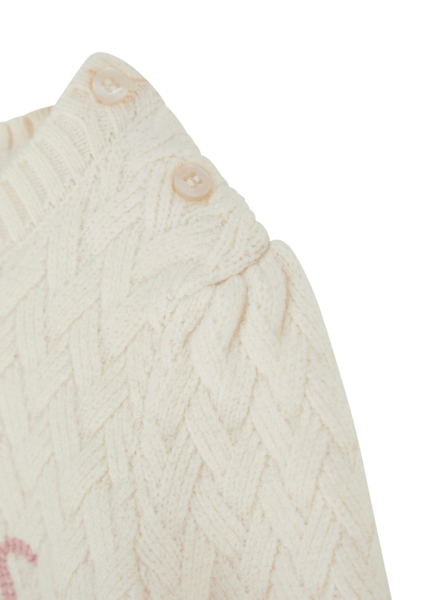 Rochie Tricotata Crem cu Maneca Lunga si Scris Cusut Guess Roz cu Chilotel A5BK10 Z0850 G012 Guess