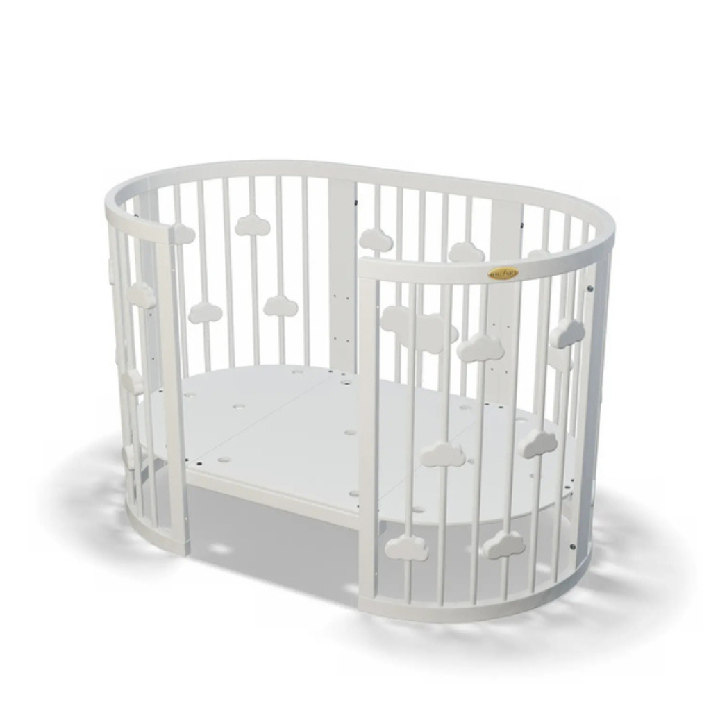 Smart Round-Oval Crib Evolutive Transformable Cosleeper 9in1 Alder Wood 72x72/120/168 INGVART 