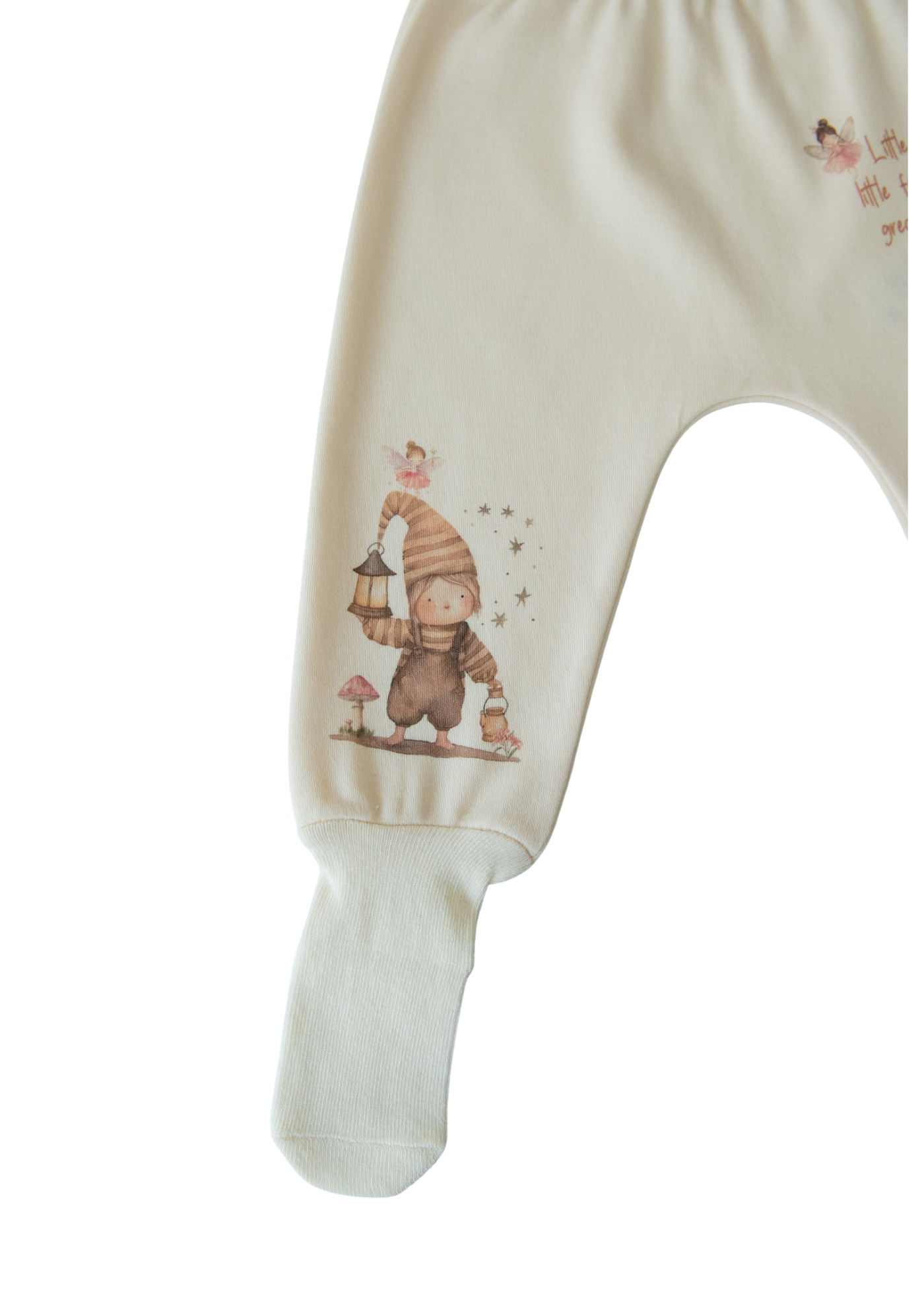 Set 3 Piese Bumbac Organic Bej cu Zane Body cu Maneca Lunga si 2 Perechi Pantaloni S60194 Kitikate