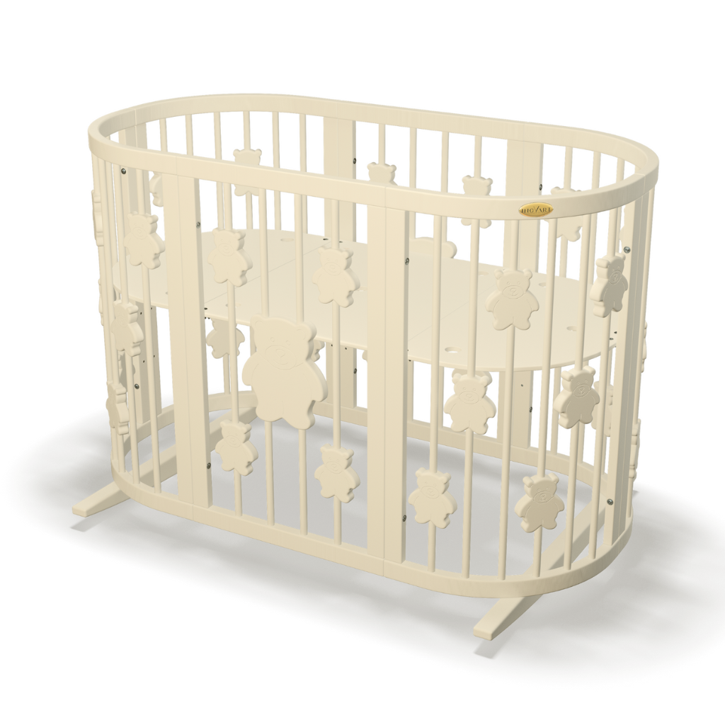 Patut Smart Ursuleti Rotund-Oval Evolutiv Transformabil Cosleeper 9in1 Lemn Arin 72 cm INGVART