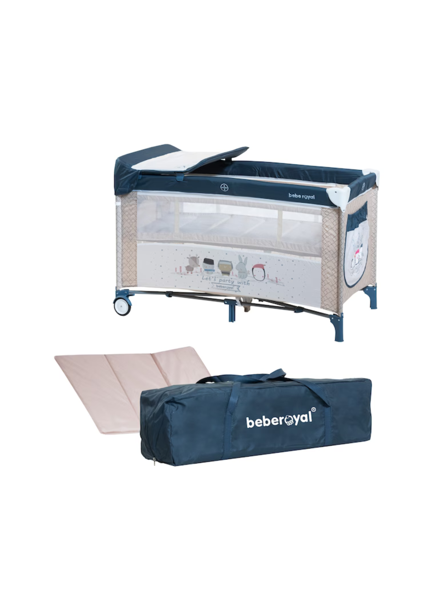 Patut Pliabil 2 Nivele si Masuta Friends Albastru 203/01 Beberoyal