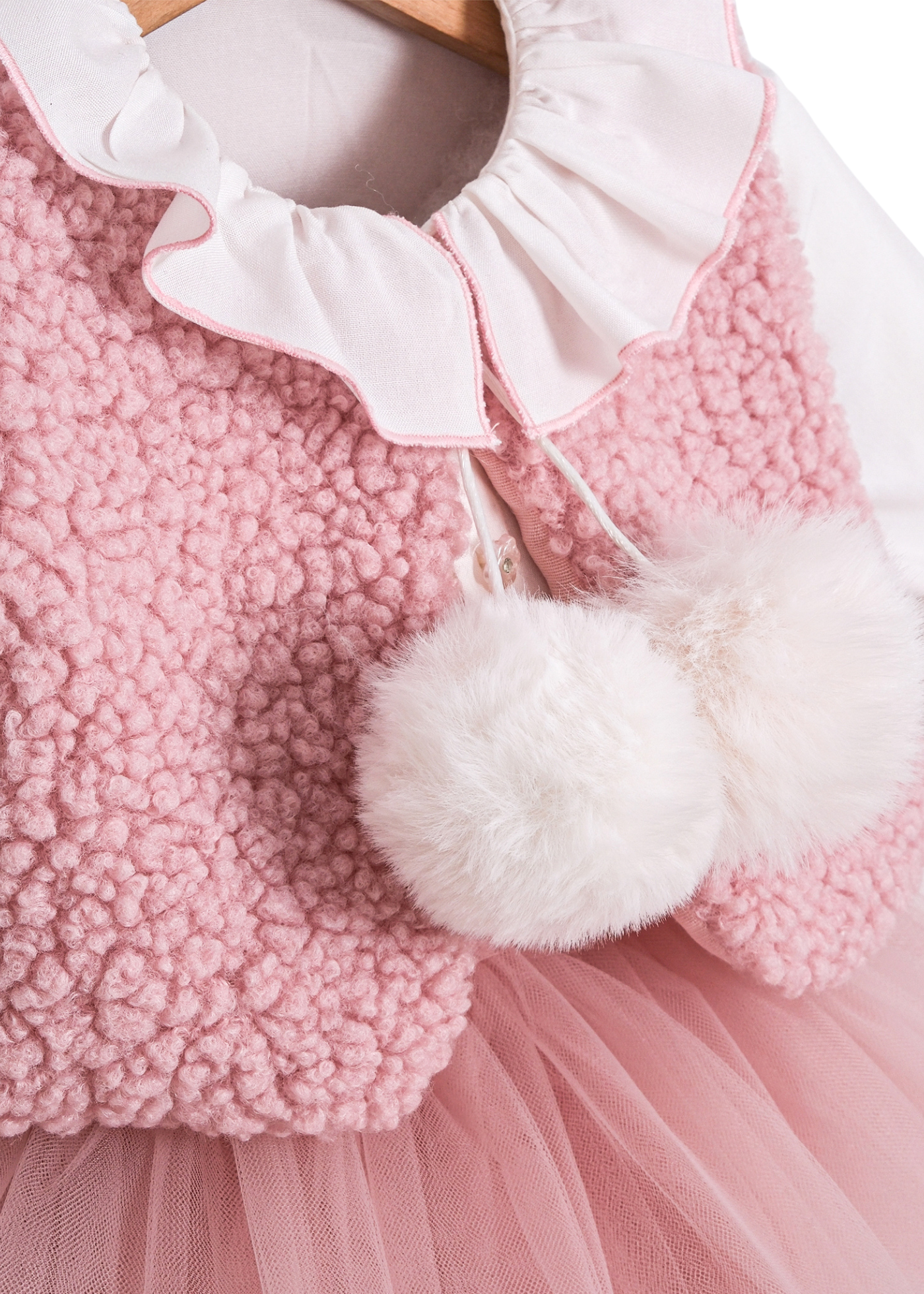 Set 3 Piese Camasa Alba Vesta Bucle si Tutu Roz Pudra 3766 Mino Baby