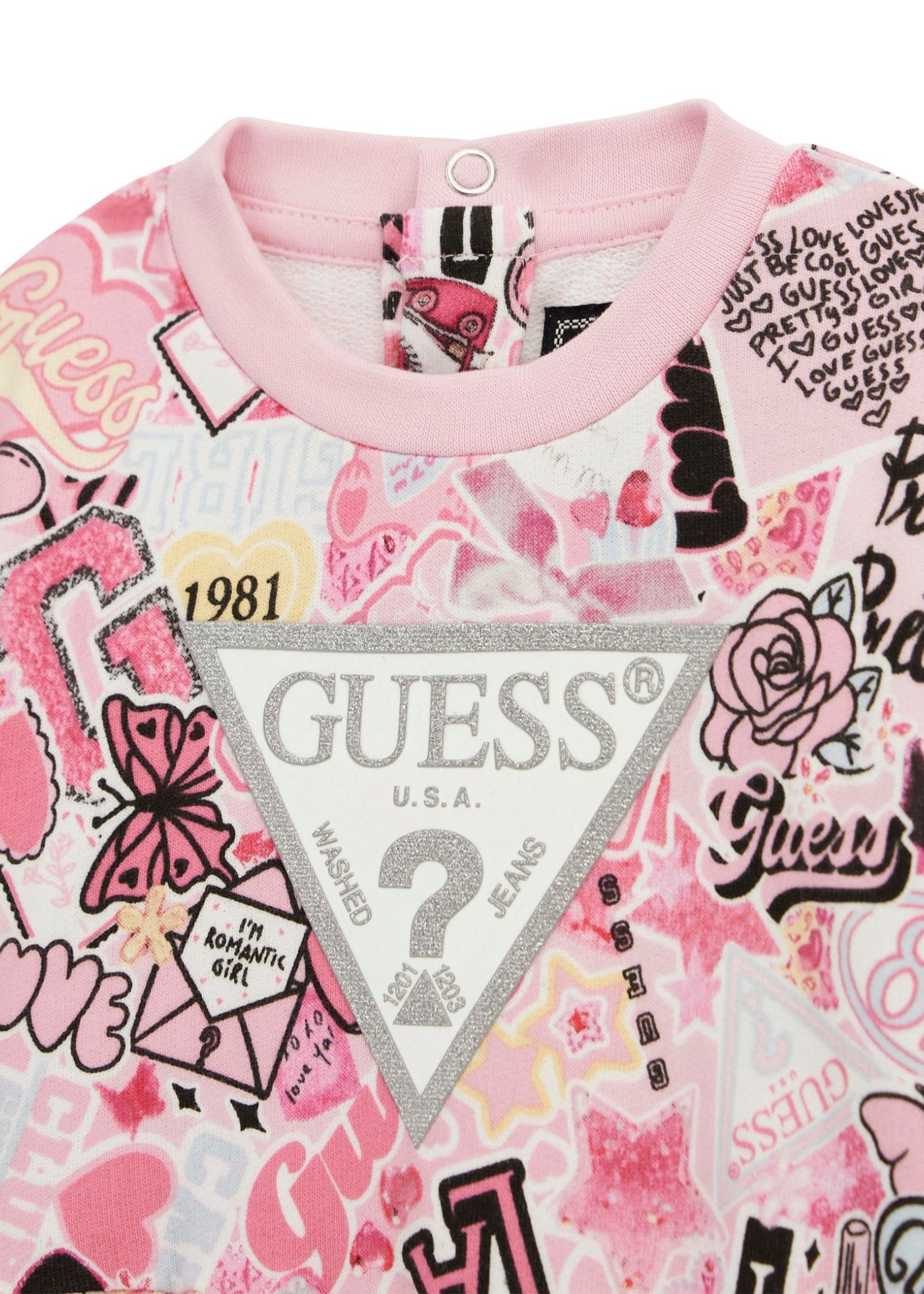 Rochie Roz cu Maneca Lunga cu Imprimeu Colaj A5YK02 KA6R4 P9HZ Guess