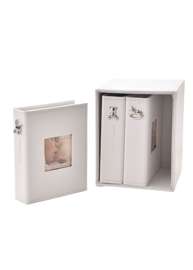 Set of 3 White Photo Albums With Silver Details CG950W Bambino By Juliana 