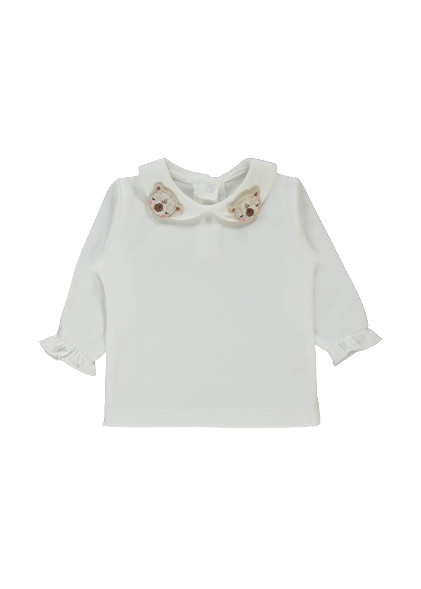 Set Rochie Roz Pudra cu Picouri si Bluza Crem cu Maneca Lunga K4918 Bebetto