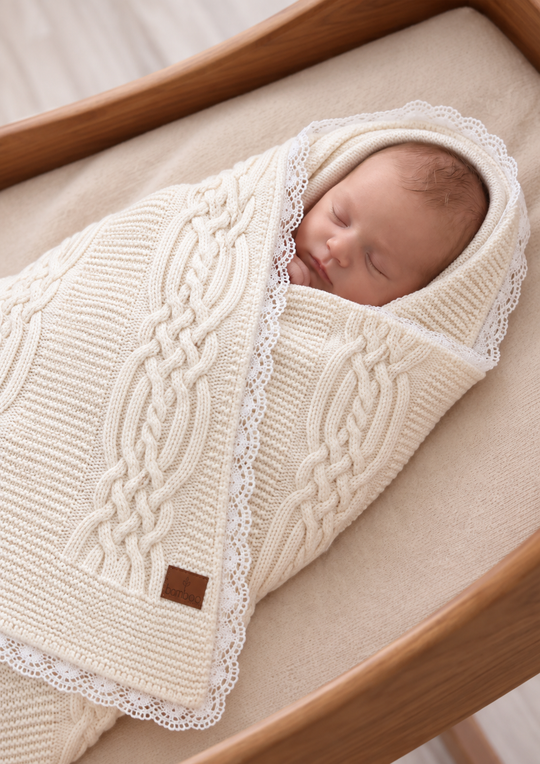 Set Pleduri Tricotate Albe cu Lana Merinos si Broderie 9719 – Leo King