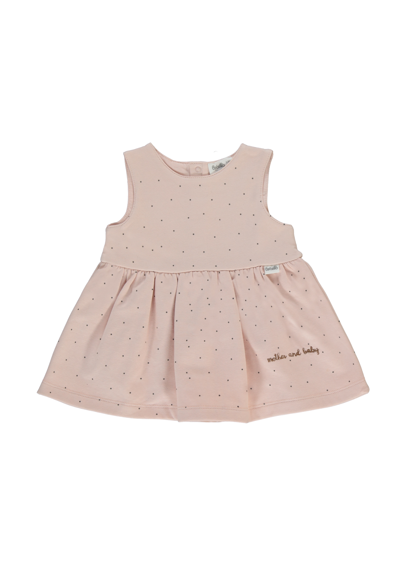 Set Rochie Roz Pudra cu Picouri si Bluza Crem cu Maneca Lunga K4918 Bebetto