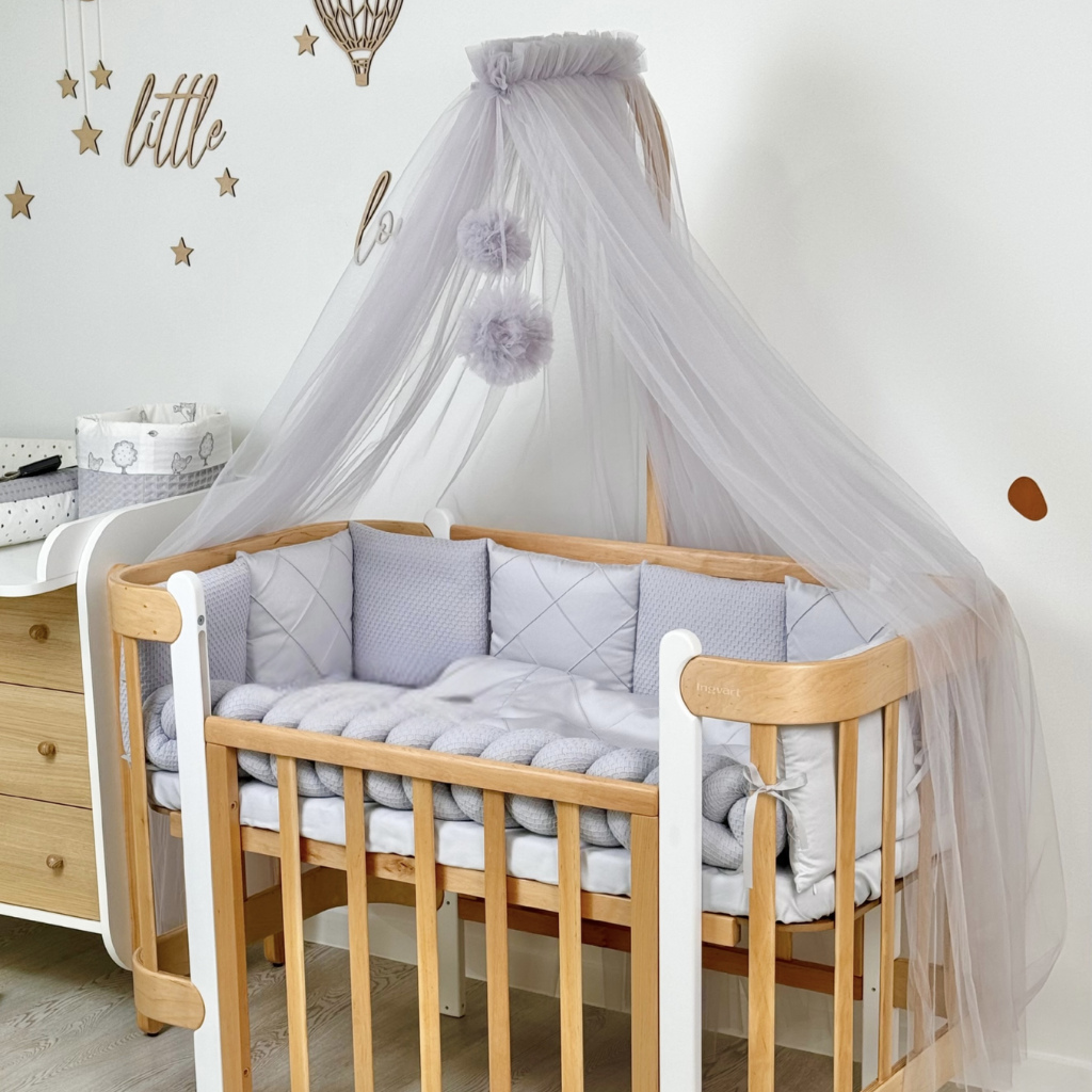 Crib Bedding Set 60x120 cm Satin Platinum Light Grey Ingvart