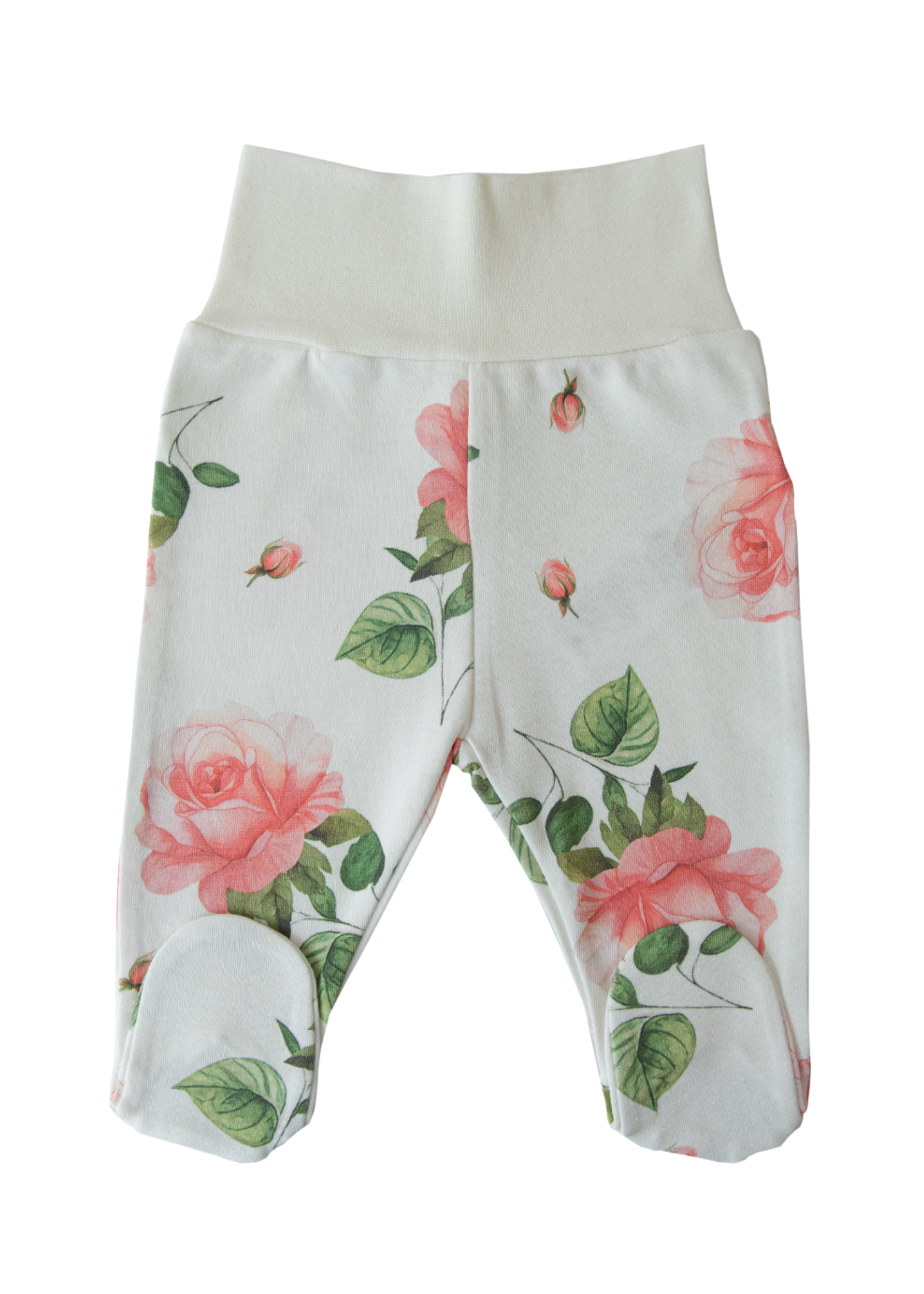 Set 5 Piese Nou Nascut din Bumbac Organic Crem cu Flori S60121 Kitikate