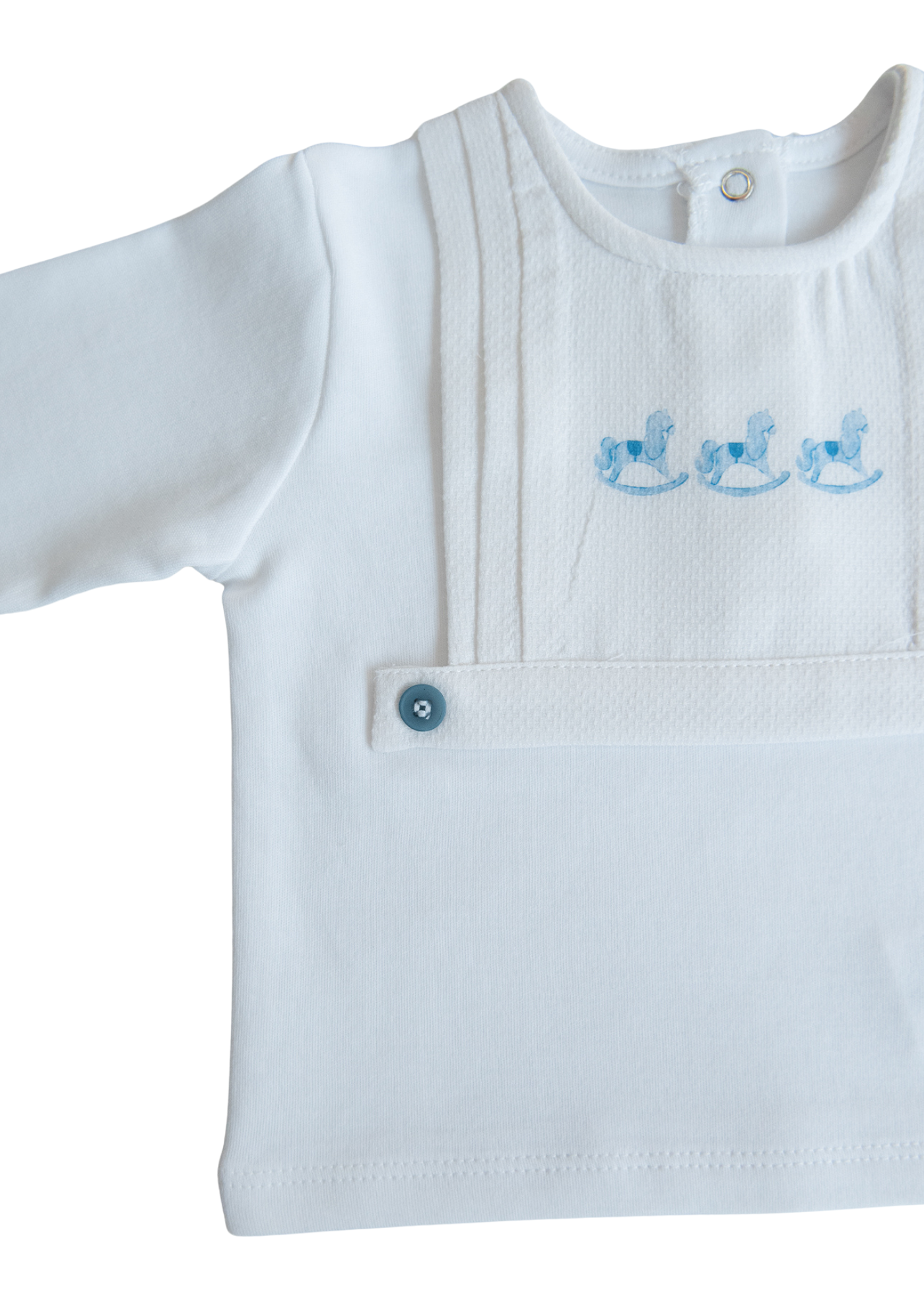 Set 2 Piese Bumbac Organic Alb cu Bleu cu Caluti My Toy S60340 Kitikate