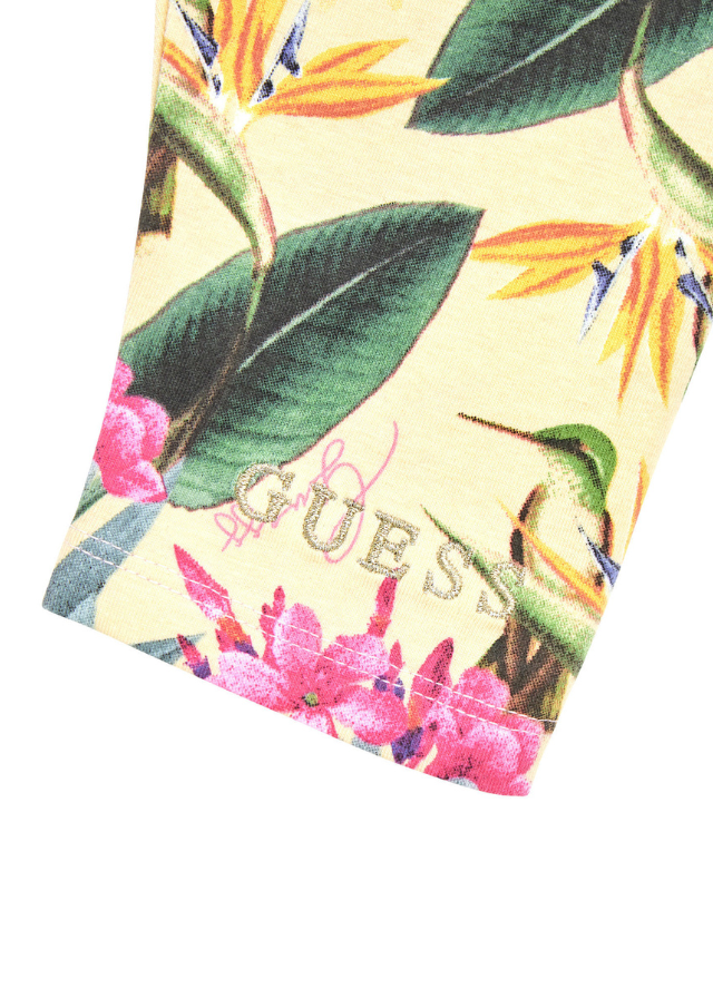 Set 2 Piese, Tricou Roz si Colanti cu Imprimeu Verde Tropical K4GG02 Guess - Camera Bebelusului