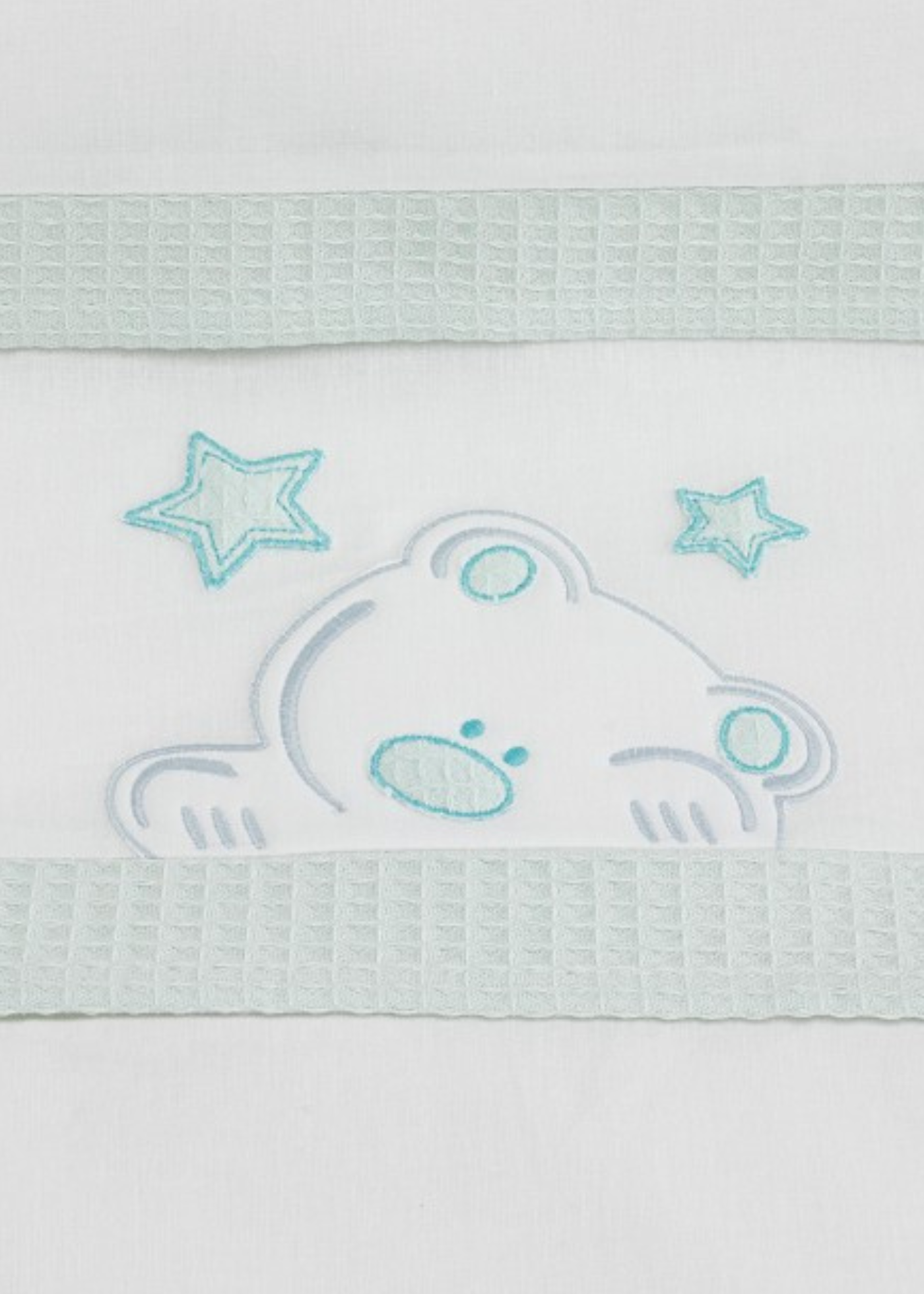 Set Lenjerie Patut 3 Piese Alb-Verde cu Ursulet si Stelute D3185-62 InterBaby