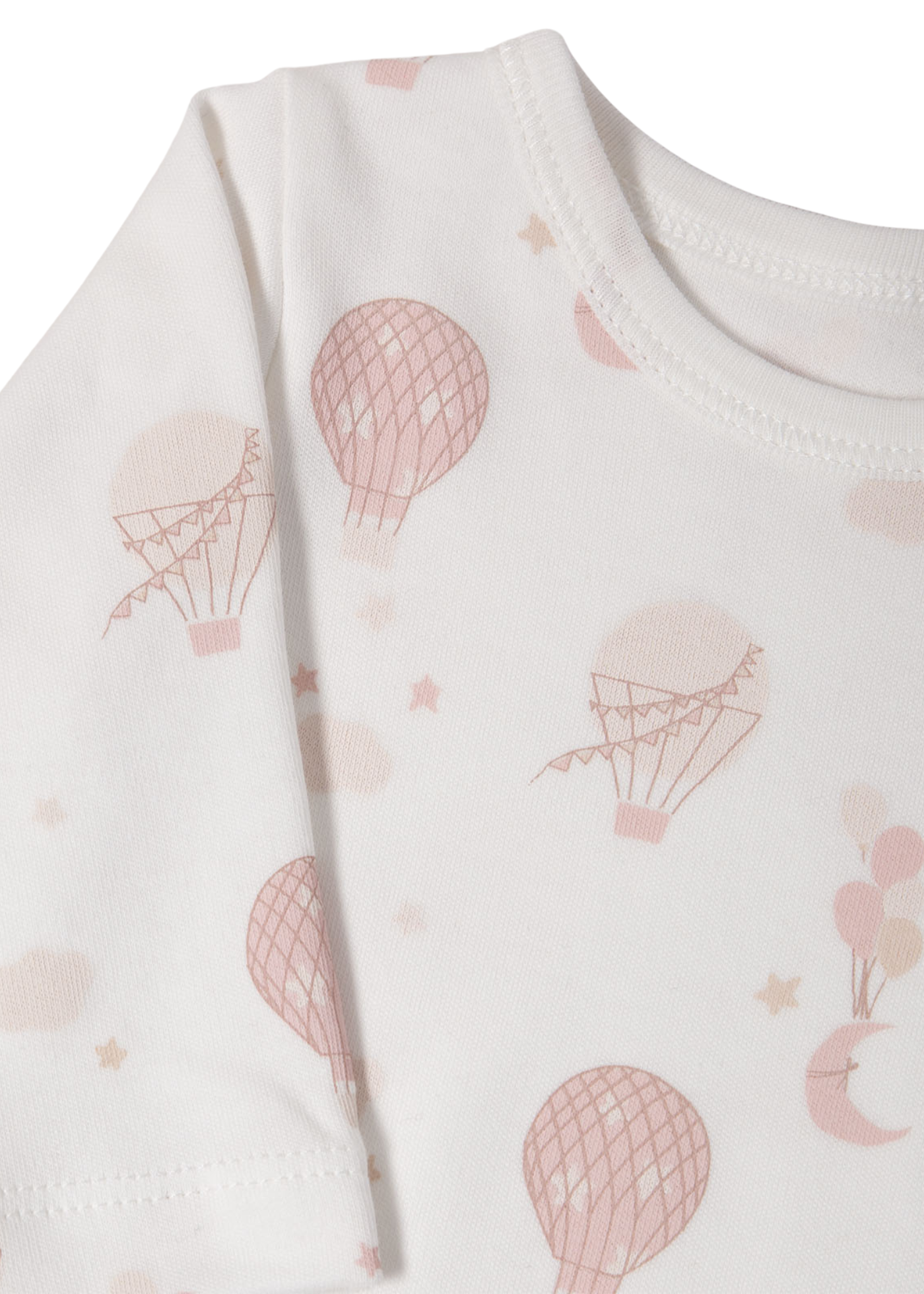 Set 3 Piese Body Crem cu Maneca Lunga Imprimeu Baloane Fes si Pantaloni Roz Pudra T4034 Bebetto