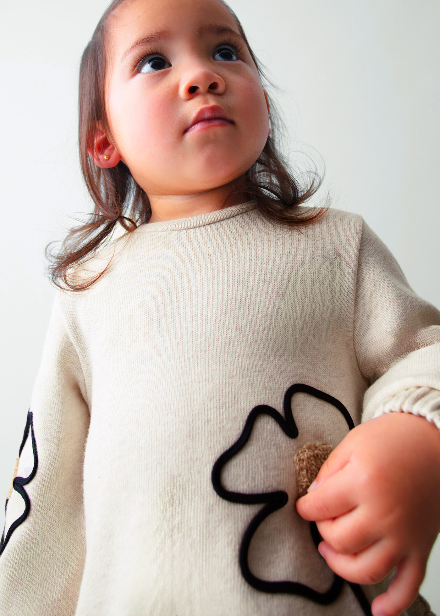 Rochie Bej cu Maneca Lunga cu Flori 2917 Mayoral