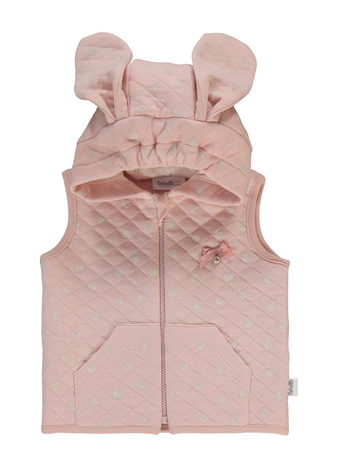 Set 3 Piese Vesta cu Gluga si Pantaloni Lungi Roz Pudra si Bluza Roz cu Maneca Lunga K5115 Bebetto