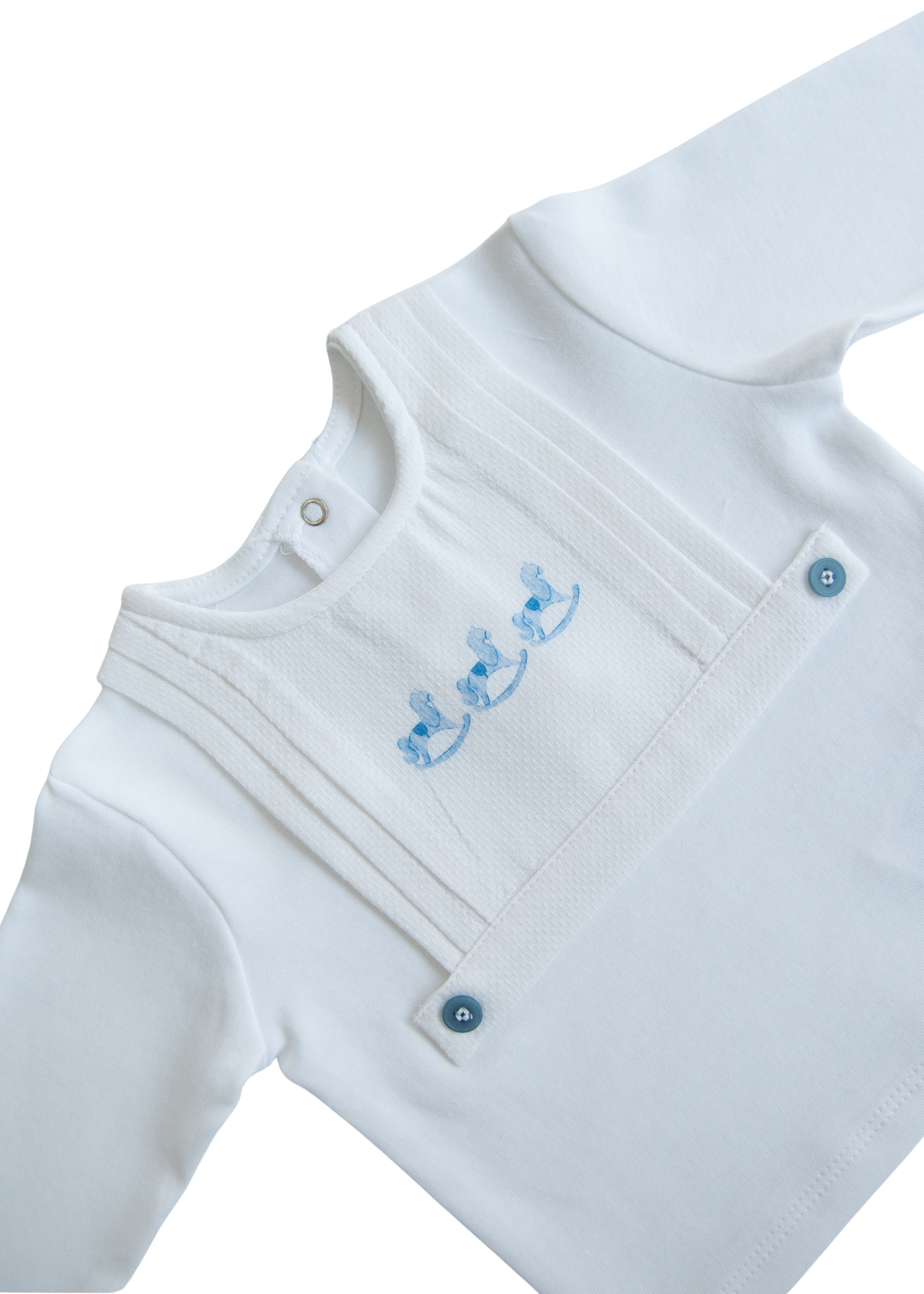 Set 2 Piese Bumbac Organic Alb cu Bleu cu Caluti My Toy S60340 Kitikate