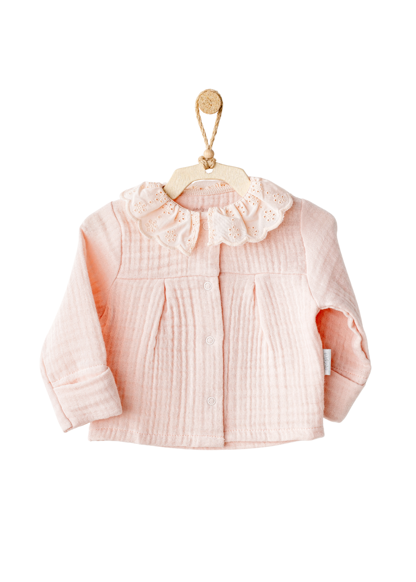 Set 5 Piese Nou Nascut Muselina Somon cu Dantela Bumbac AC25840 Andywawa