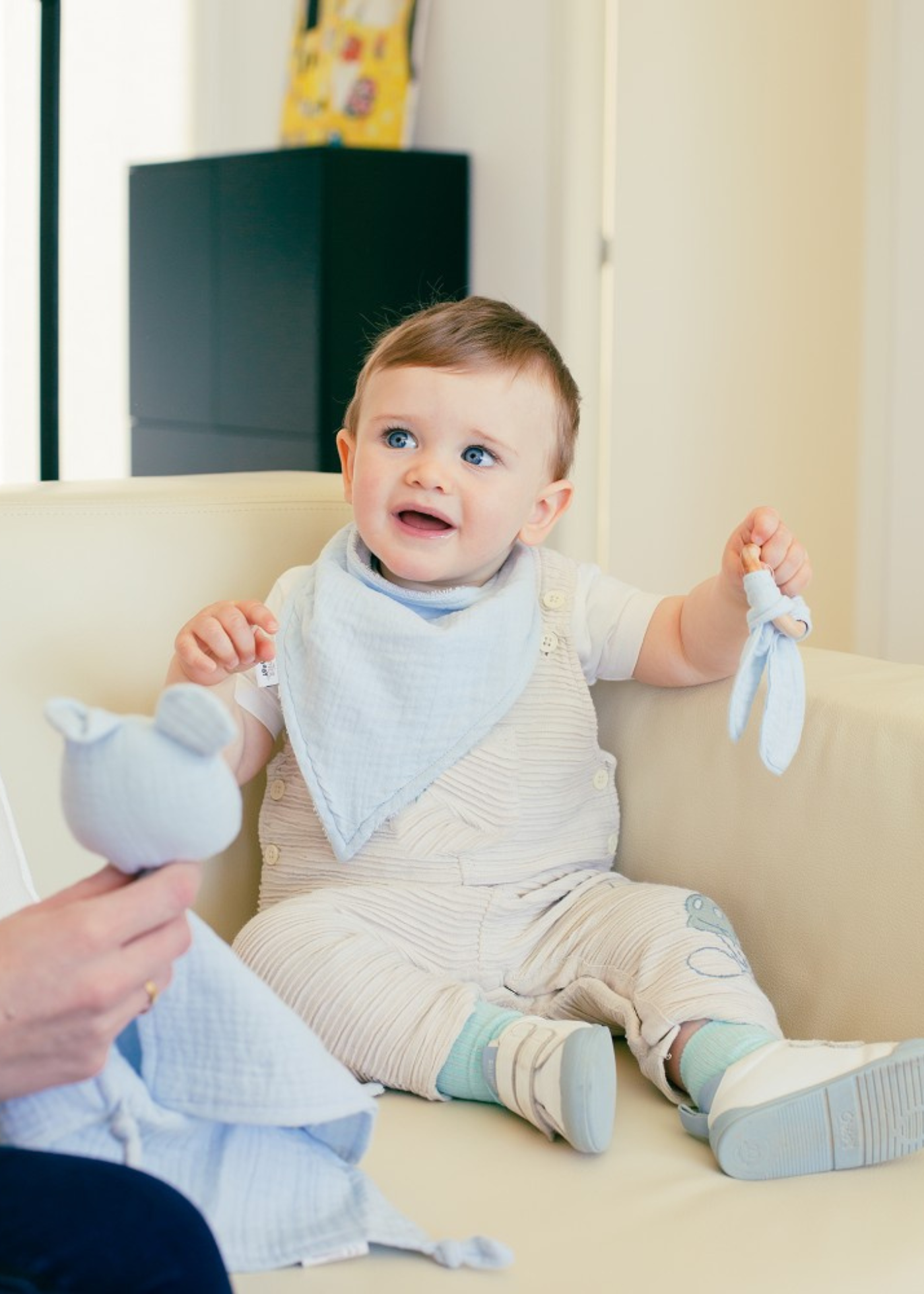 Set Jucarie, Batista, Bandana, Jucarie Dentitie Bleu SET41-73 Don Algodon