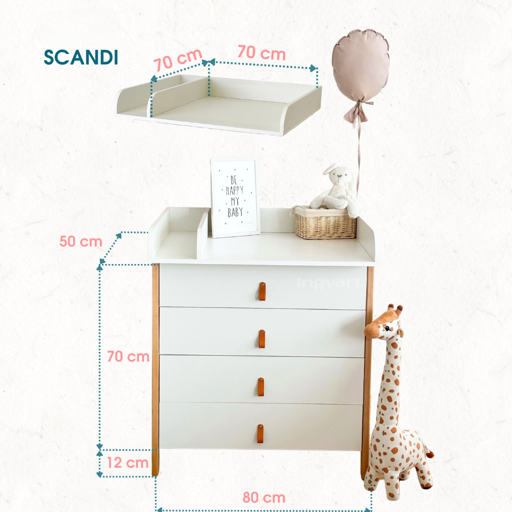 Ingvart Scandi Dresser with Changing Table 